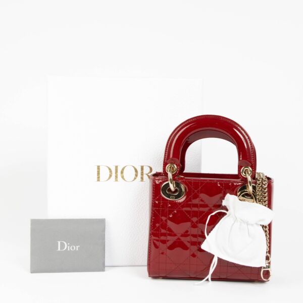 Christian Dior Red Patent Leather Lady Dior Mini