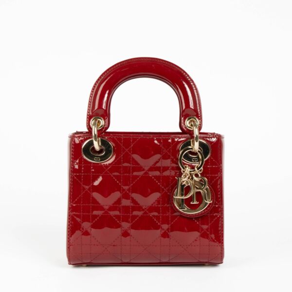 Authentic Christian Dior Red Patent Leather Mini Lady Dior on Labellov.com