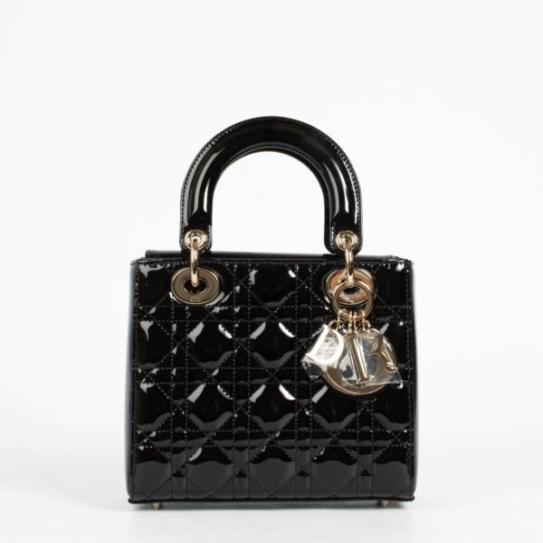Authentic pre-loved Christian Dior Black Patent Leather Small Lady Dior Bag on Labellov.com