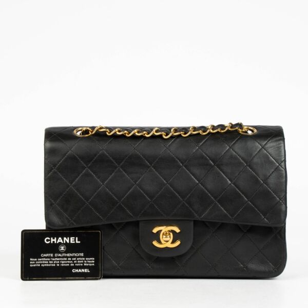 Chanel Vintage Black Lambskin Medium Classic Flap Bag