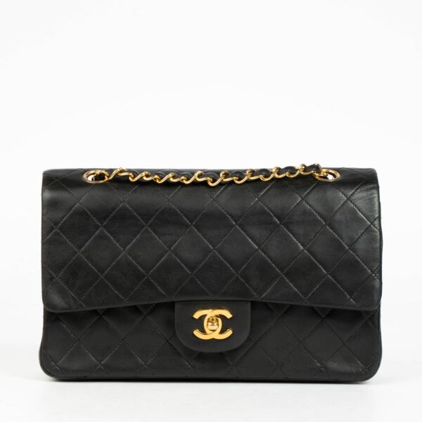 Shop this authentic Chanel Vintage Black Lambskin Medium Classic Handbag pre-loved on Labellov.com 