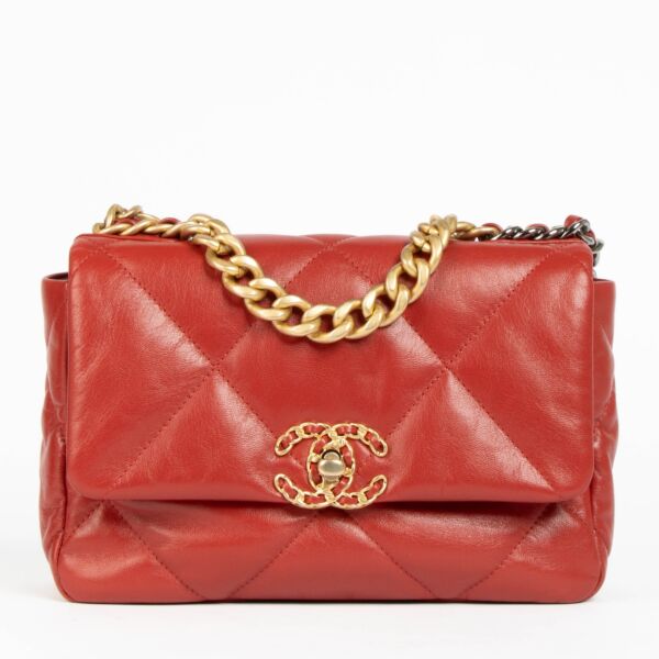 Chanel Red Goatskin Small Chanel 19 Bag