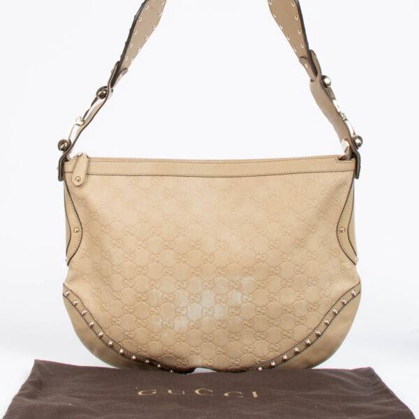 Gucci Beige Guccissima Pelham Medium Hobo Crossbody Bag