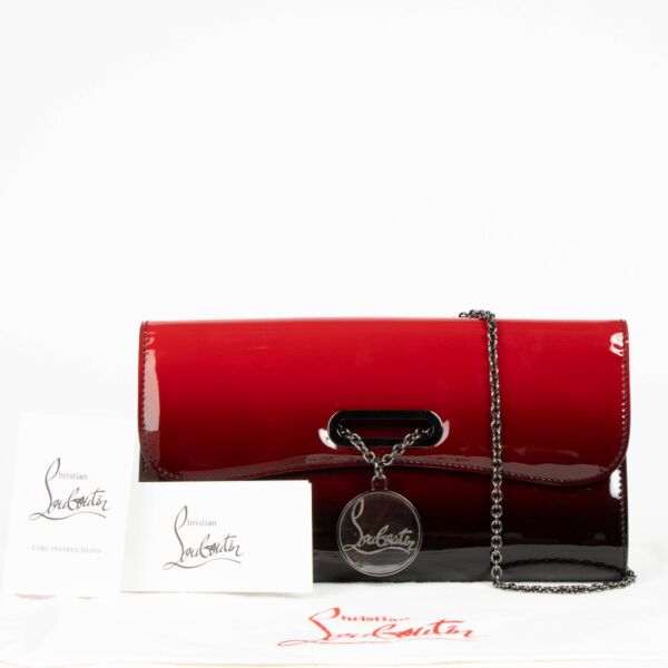 Christian Louboutin Red Leather Degrade Patent Riviera Clutch
