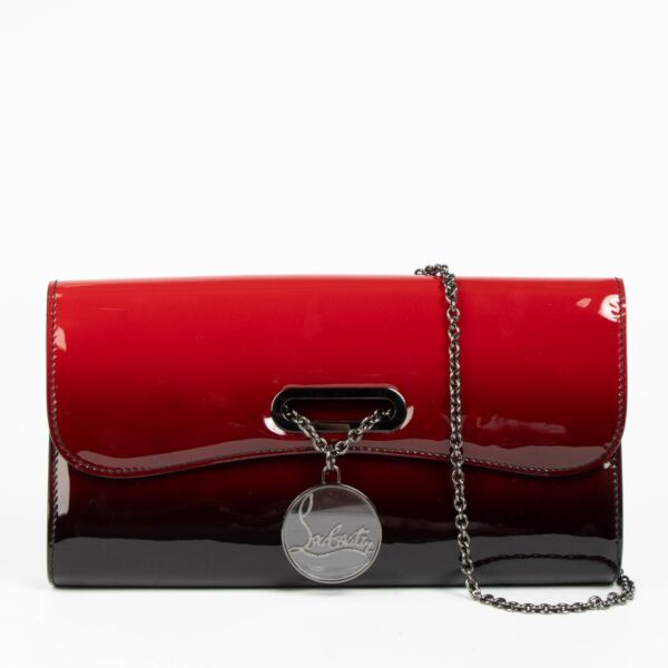 Authentic pre-loved Christian Louboutin Red Leather Degrade Patent Riviera Clutch on Labellov.com