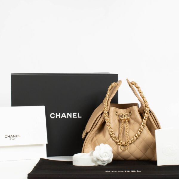 Chanel Beige Caviar Small Chanel 25 Bag