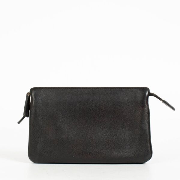 Authentic pre-loved Delvaux Black Leather Zipped Pouch on Labellov.com