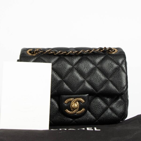 Chanel Black Soft Caviar Mini Square Classic Bag