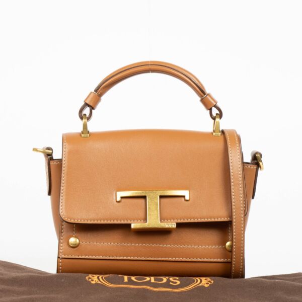 Tod's Camel T Timeless Mini Crossbody With Top Handle Bag