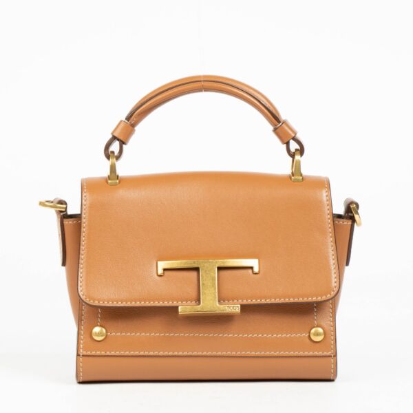 Tod's Camel T Timeless Mini Crossbody With Top Handle Bag