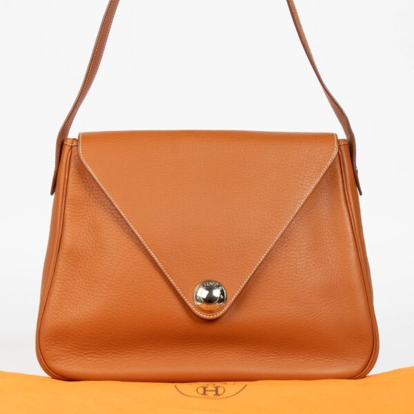 Hermès Gold Fjord Leather Large Christine Envelope Bag