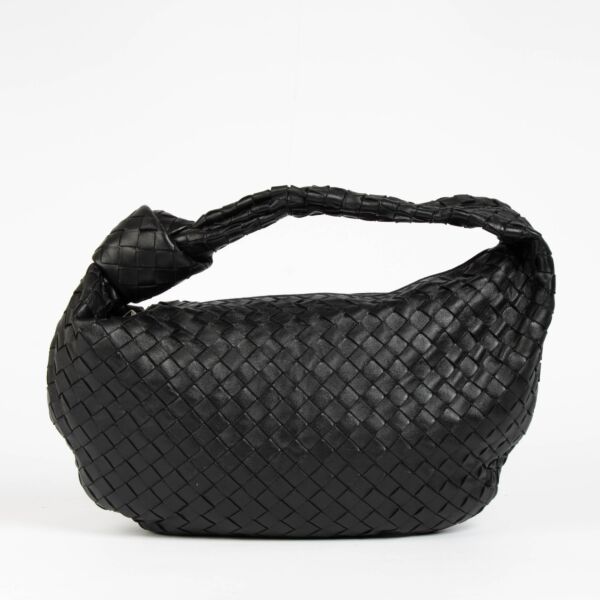 Authentic pre-loved Bottega Veneta Black Jodie Small Knotted Intrecciato Leather Tote Bag on Labellov.com