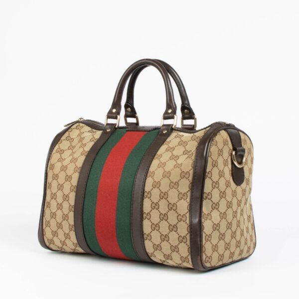 Gucci GG Canvas Web Joy Medium Boston Bag 
