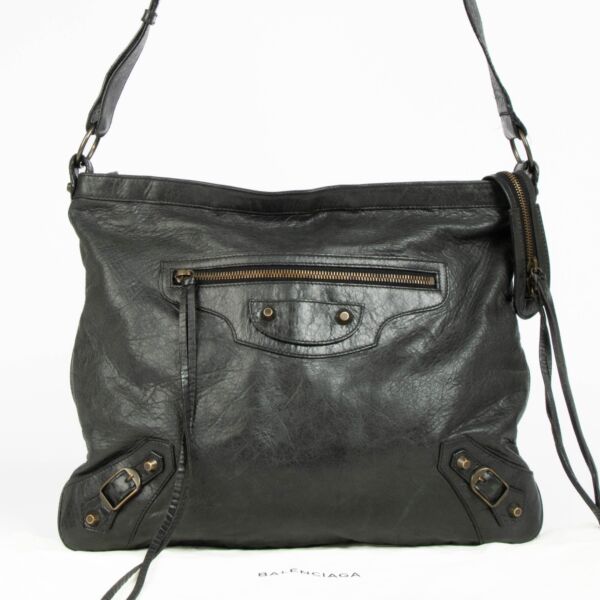 Balenciaga Dark Green Chevre Day Messenger Bag