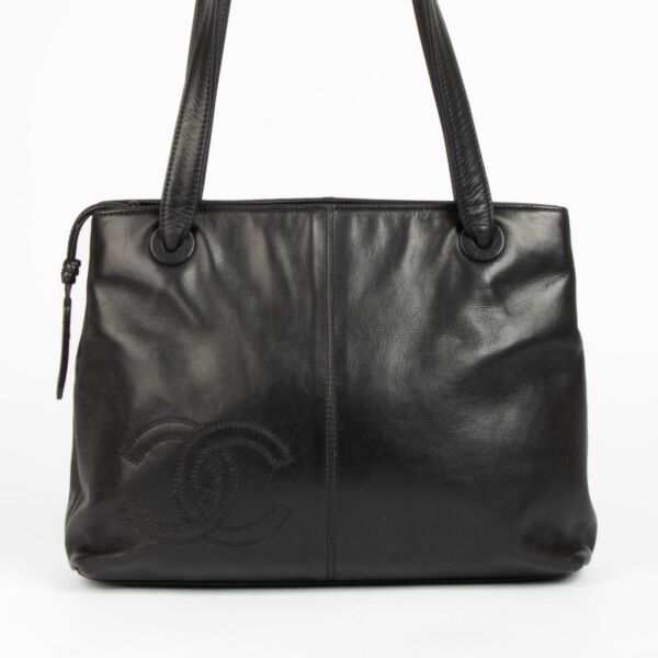 Chanel Black Leather Vintage Tote Bag