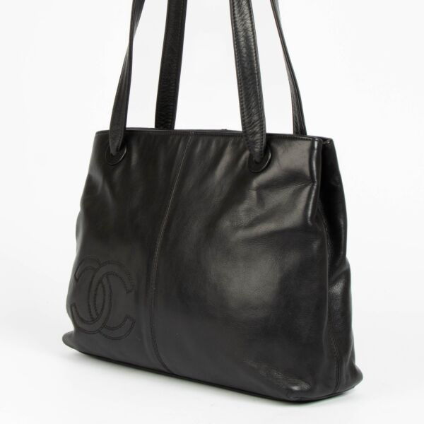 Chanel Black Leather Vintage Tote Bag