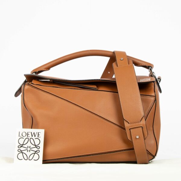 Loewe Camel Calfskin Medium Puzzle Bag