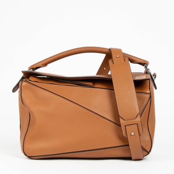 Loewe Camel Calfskin Medium Puzzle Bag