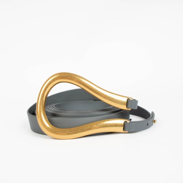 Shop this 100% authentic Bottega Veneta Grey Leather Double Strap Horsebit Belt in size L at Labellov.com