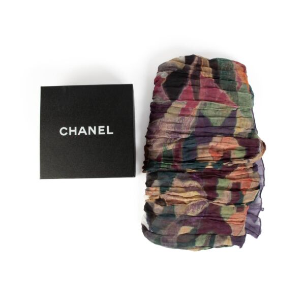 Chanel Multicolor Silk Pleated Scarf