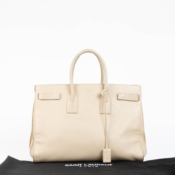Saint Laurent Beige Leather Medium Sac de Jour Bag