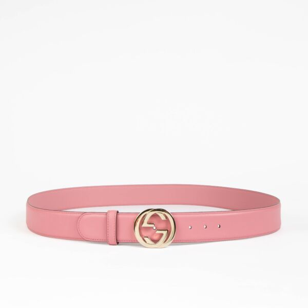Shop this 100% authentic Gucci Pink Leather Interlocking G Belt at Labellov.com