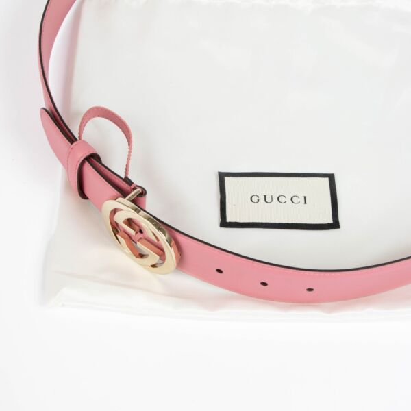 Gucci Pink Leather Interlocking G Belt - Size 115