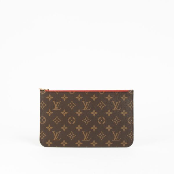 Shop this 100% authentic Louis Vuitton Monogram/Cerise Neverfull Pouch at Labellov.com.