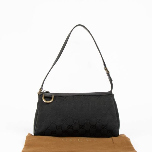 Gucci Black GG Canvas D-Ring Pochette Bag