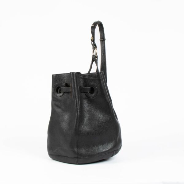 Delvaux Black Leather Olivier Bucket Shoulder Bag