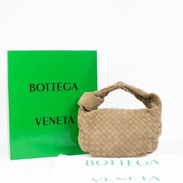 Bottega Veneta Taupe Suede Small Jodie Shoulder Bag