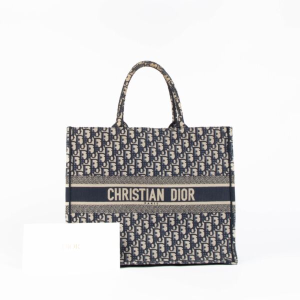 Christian Dior Blue Oblique Large Book Top Handle Tote Bag
