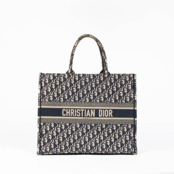 Authentic pre-loved Christian Dior Blue Oblique Large Book Top Handle Tote Bag on Labellov.com