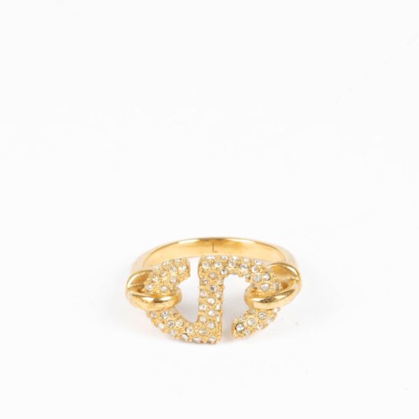 Christian Dior Gold CD Navy Crystal Ring - Size 54 on Labellov.com