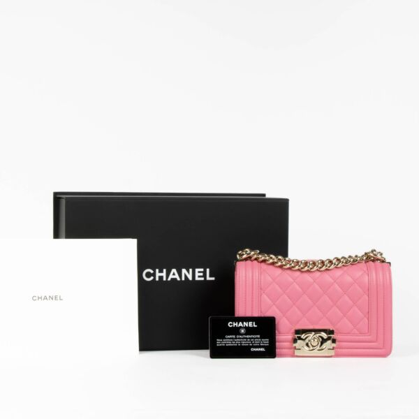 Chanel Pink Calfskin Small Boy Chanel Bag