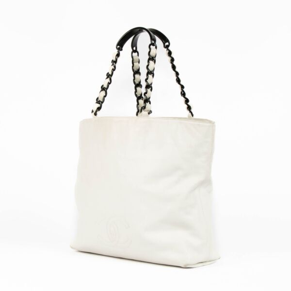 Chanel Vintage Cream Leather Tote Bag