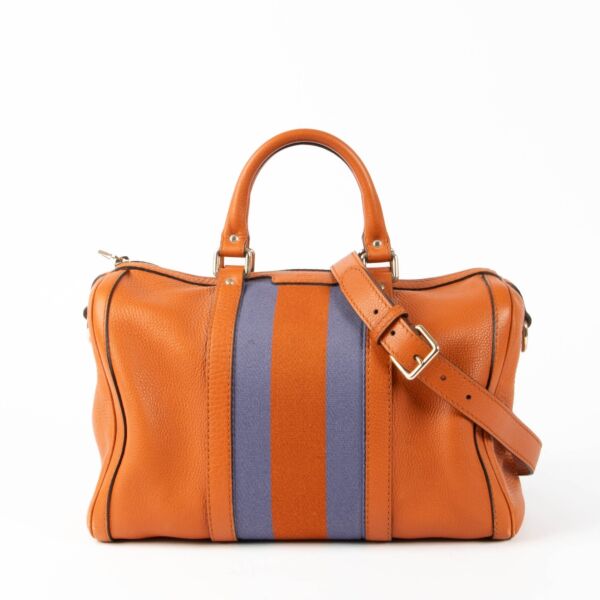 Gucci Orange Leather Web Joy Medium Boston Top Handle 