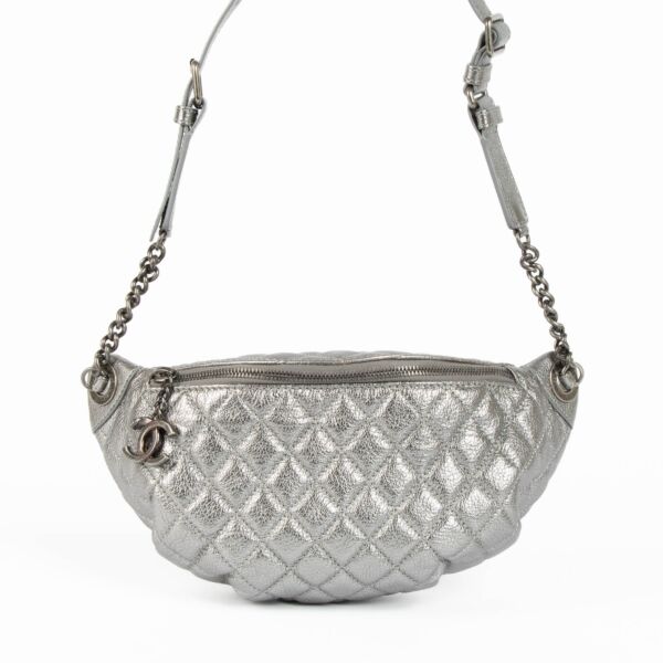 Chanel Metallic Silver Crossbody Bum Bag