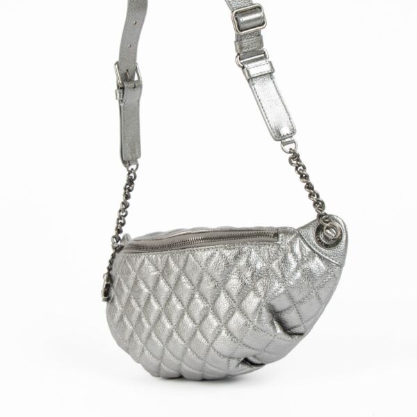 Chanel Metallic Silver Crossbody Bum Bag