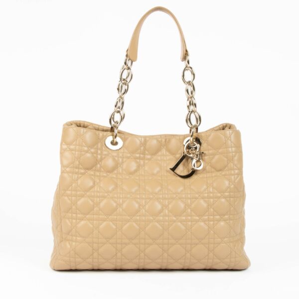 Christian Dior Beige Cannage Large Soft Lady Dior Tote