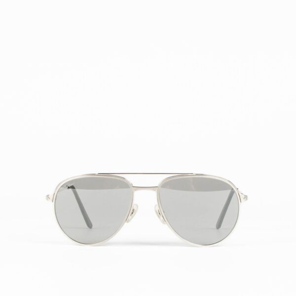 Shop this 100% authentic Cartier Silver Santos Dumont Aviator Sunglasses at Labellov.com