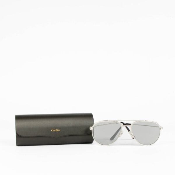 Cartier Silver Santos Dumon Aviator Sunglasses