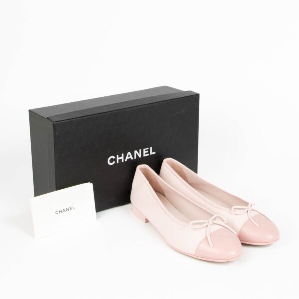 Chanel Pink Leather Ballet Flats - Size 39