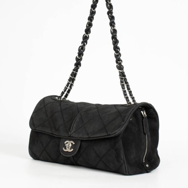 Chanel Paris-Bombay Black Nubuck Large Darjeeling Flap Bag