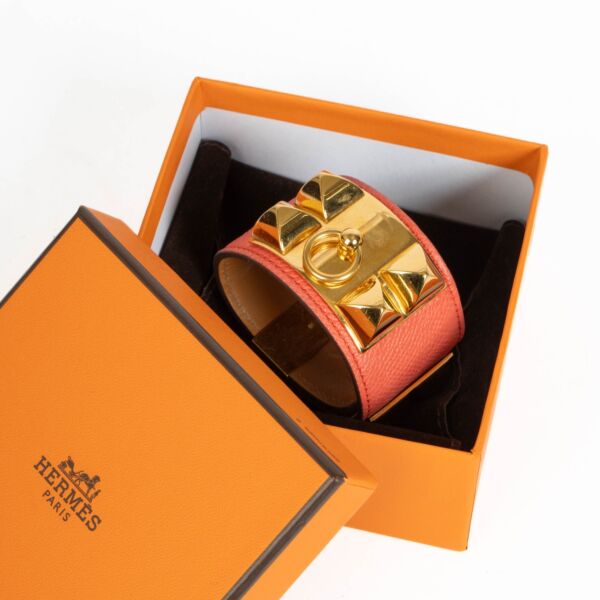 Hermès Orange Red Epsom Collier De Chien Bracelet - Size M