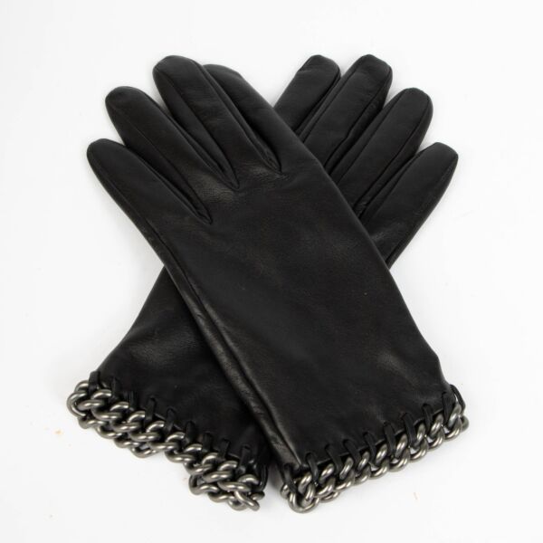 Hermès Black Lambskin Chain Gloves - Size 7,5