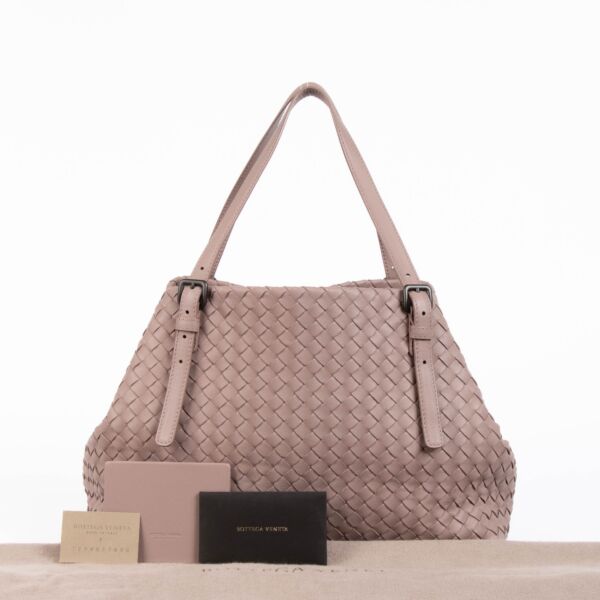 Bottega Veneta Pink Intrecciato Cesta Tote Bag