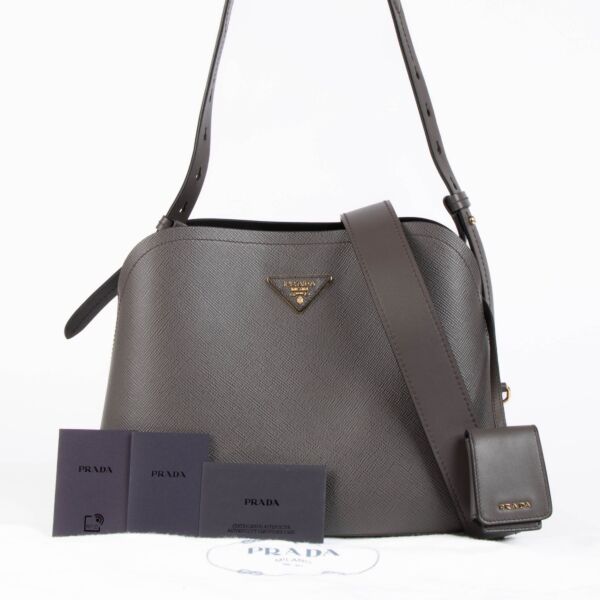 Prada Grey Saffiano Medium Matinee Shoulder Bag