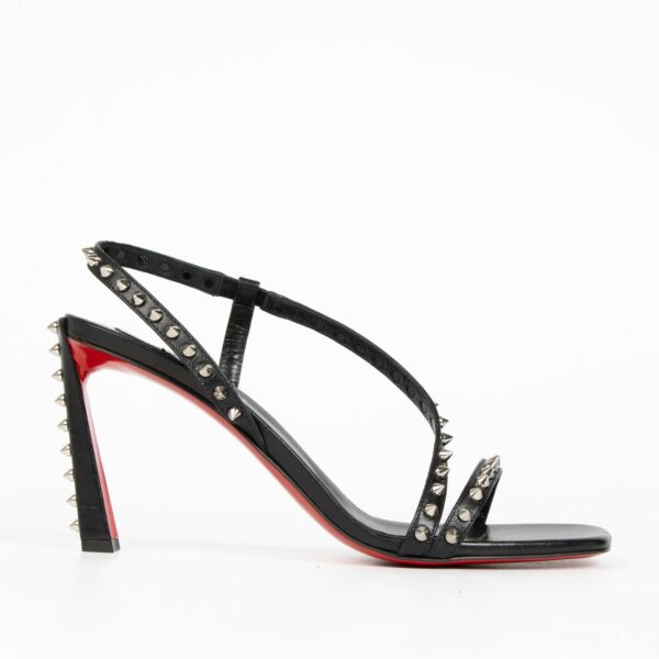 Shop this 100% authentic Christian Louboutin Black Leather Rosa Condorapik Studs Sandals in size 40 at labellov.com