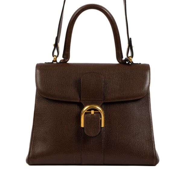 Shop safe online at Labellov in Antwerp, Brussels and Knokke this 100% authentic second hand Delvaux Brown Brillant MM + Strap